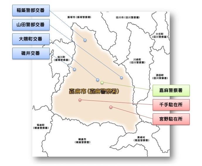 嘉麻警察署管内地図