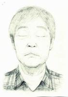 太宰府市観世音寺で発見された男性の似顔絵