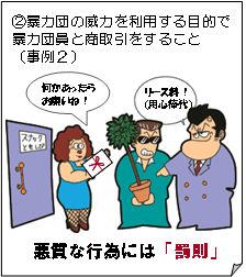 暴力団の威力を利用する目的で、暴力団員と商取引をすること　（事例２）