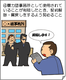 暴力団事務所として使用されていることが判明したとき、契約解除・買戻しをするよう努めること