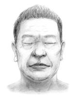 糸島市志摩桜井北東約４００メートル先海岸で発見の男性の似顔絵