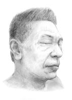 糸島市志摩桜井北東約４００メートル先海岸で発見の男性の似顔絵