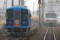 小雪の舞う中、基山駅へ到着