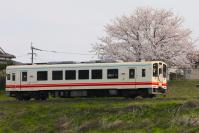 桜を背に走る412号