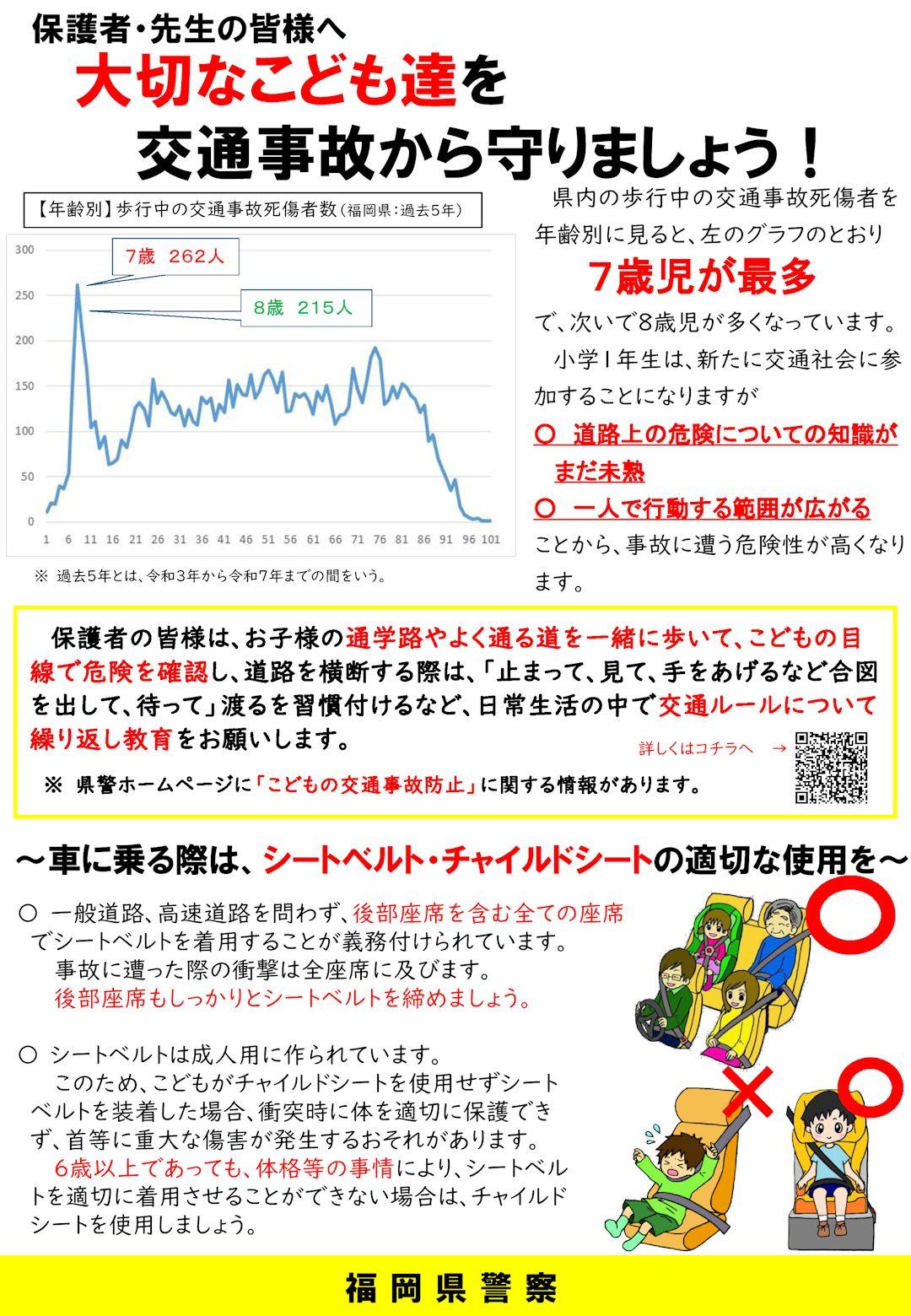 大切なこども達を交通事故から守りましょう！